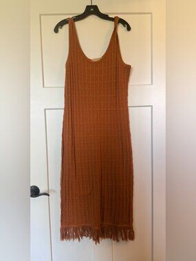 Miyake Archive Orange Knit Tank Dress Large